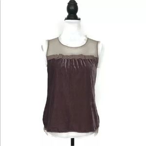 ANN TAYLOR LOFT SHEER BLOUSE SLEEVELESS TOP SZ S